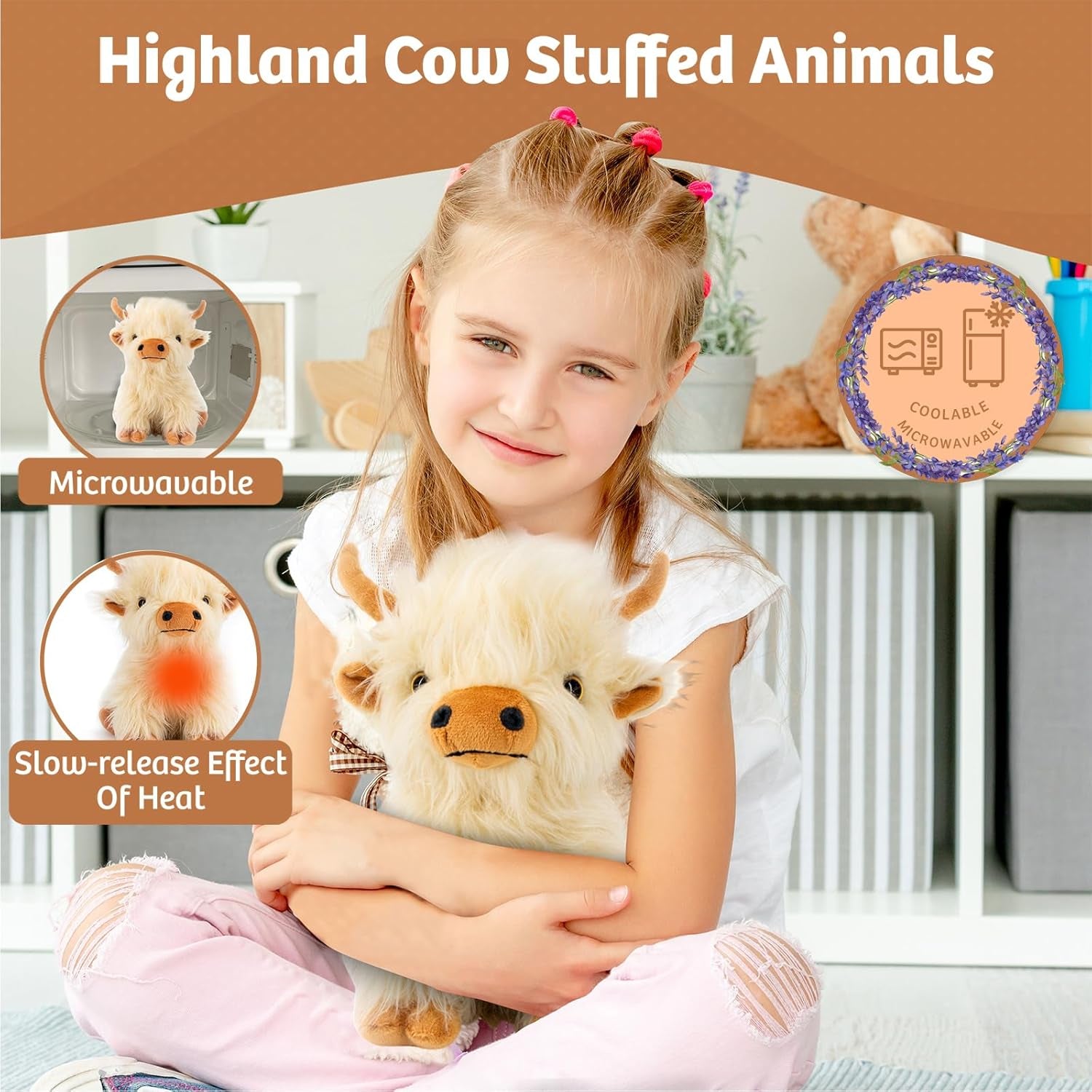 Highland Cow Heating Stuffed Animal 