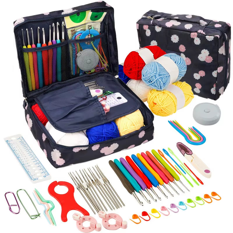 Beginner's Crochet Kit: Portable Crochet Hook Set with Yarn and Travel Supplies