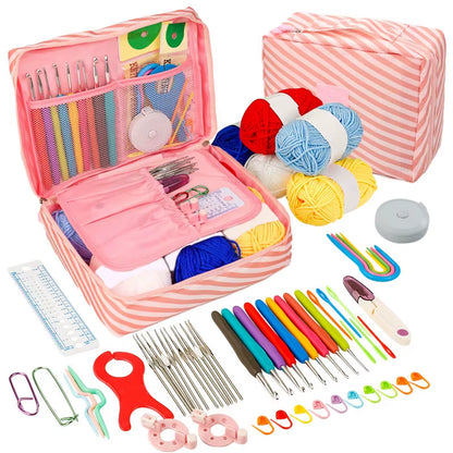Beginner's Crochet Kit: Portable Crochet Hook Set with Yarn and Travel Supplies