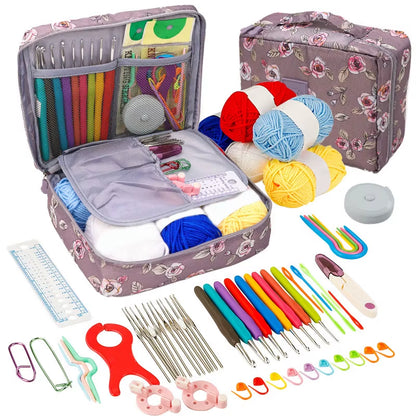 Beginner's Crochet Kit: Portable Crochet Hook Set with Yarn and Travel Supplies
