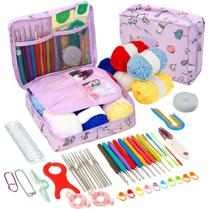 Beginner's Crochet Kit: Portable Crochet Hook Set with Yarn and Travel Supplies