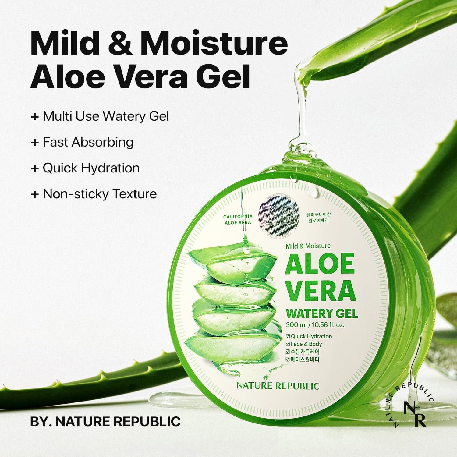 Aloe Vera Hydrating Gel (1 PCS) | Fast-Absorbing, Non-Sticky Moisturizer for Face & Hair, Ideal for After-Sun and Aftershave Care, Suitable for All Skin Types, Korean Skincare