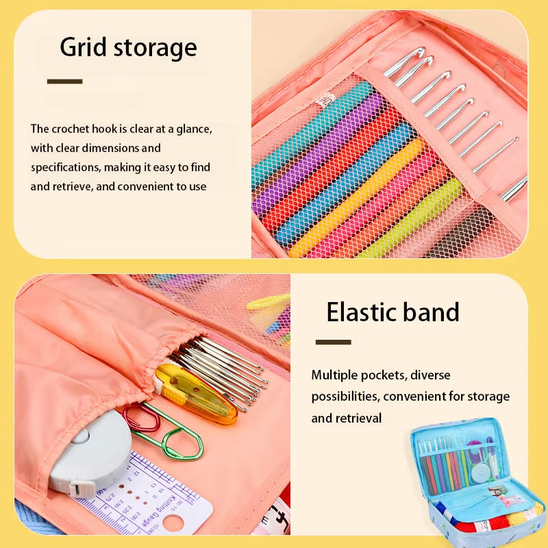 Beginner's Crochet Kit: Portable Crochet Hook Set with Yarn and Travel Supplies