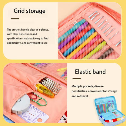 Beginner's Crochet Kit: Portable Crochet Hook Set with Yarn and Travel Supplies